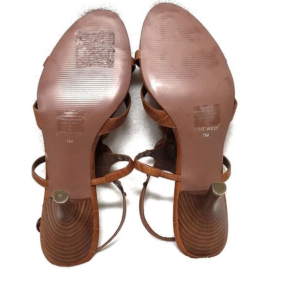 NINE West Robertao Strappy Open Toe Kitten Heels 7 - Picture 7 of 8